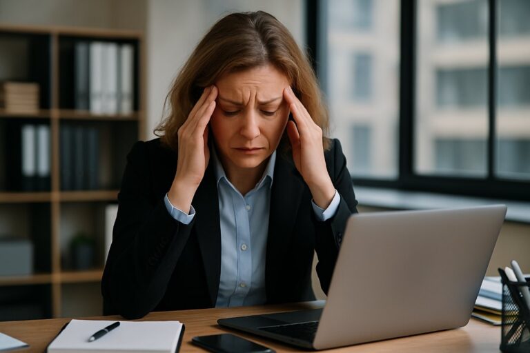 gestresste Business Frau in Zürich
